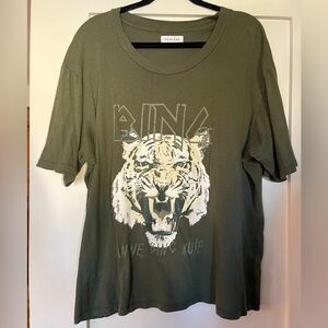 Anine Bing Olive Green Graphic Tee